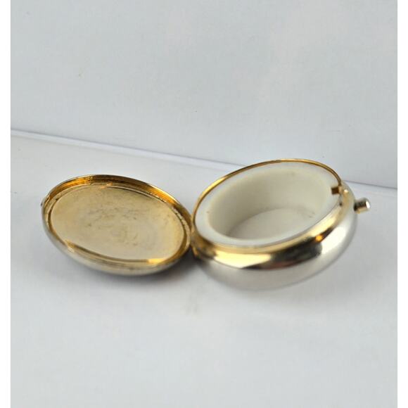 Vtg 70s Miniature Cloisonne Floral Enamel Pill Trinket Box Gold Silver Tone - Picture 9 of 10